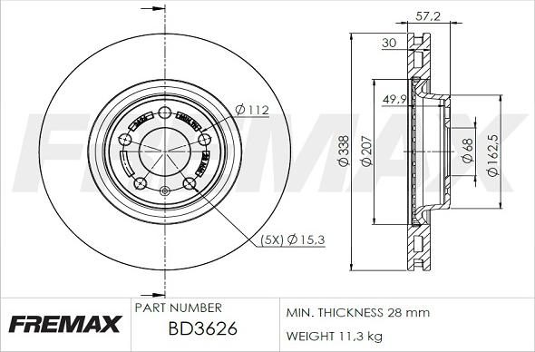 FREMAX BD-3626 - Тормозной диск autosila-amz.com