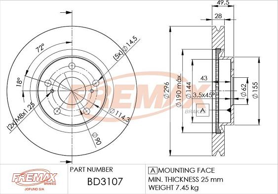 FREMAX BD-3107 - Тормозной диск autosila-amz.com