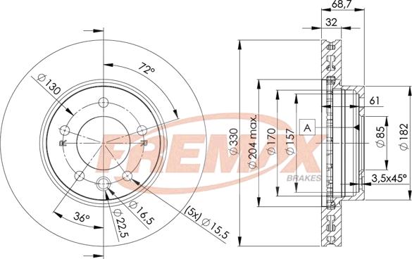 FREMAX BD-3327 - Тормозной диск autosila-amz.com