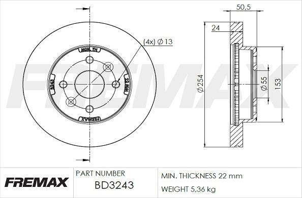 FREMAX BD-3243 - Тормозной диск autosila-amz.com