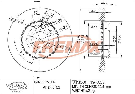 FREMAX BD-2904 - Тормозной диск autosila-amz.com