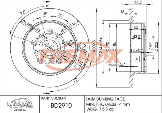 FREMAX BD-2910 - Тормозной диск autosila-amz.com