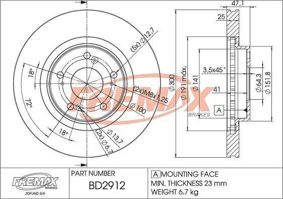 FREMAX BD-2912 - Тормозной диск autosila-amz.com