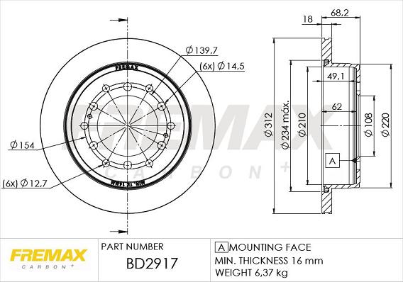 FREMAX BD-2917 - Тормозной диск autosila-amz.com