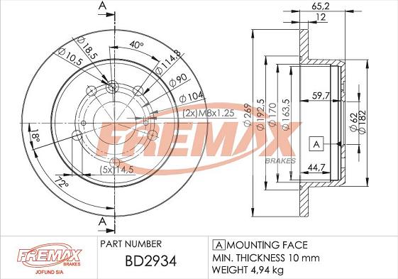 FREMAX BD-2934 - Тормозной диск autosila-amz.com