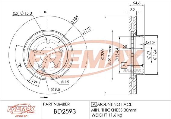 FREMAX BD-2593 - Тормозной диск autosila-amz.com