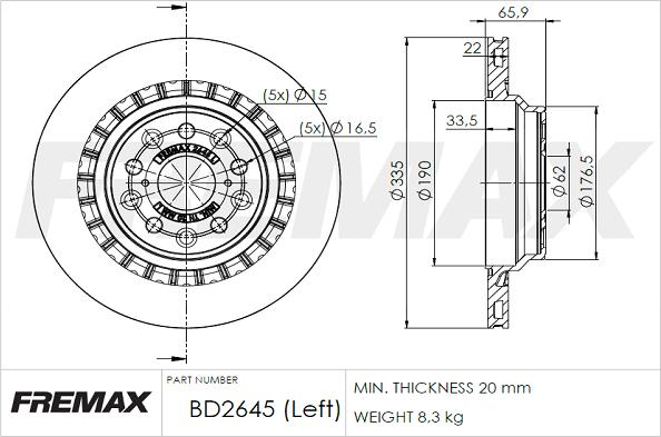 FREMAX BD-2645 - Тормозной диск autosila-amz.com