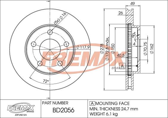 FREMAX BD-2056 - Тормозной диск autosila-amz.com