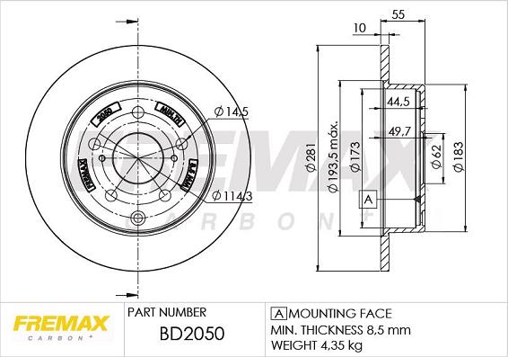 FREMAX BD-2050 - Тормозной диск autosila-amz.com
