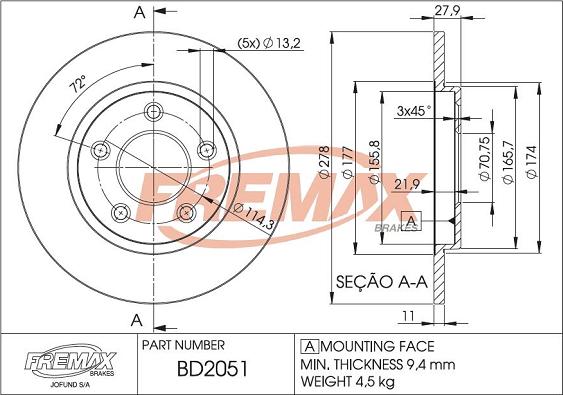 FREMAX BD-2051 - Тормозной диск autosila-amz.com