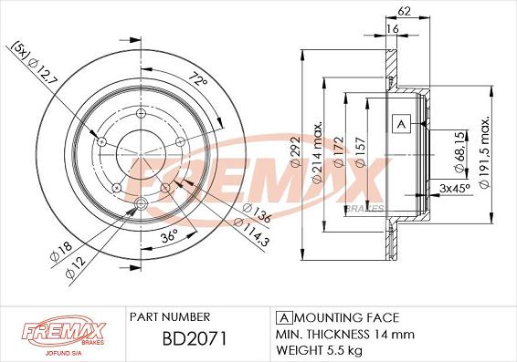 FREMAX BD-2071 - Тормозной диск autosila-amz.com