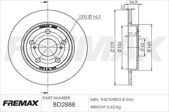 FREMAX BD-2888 - Тормозной диск autosila-amz.com