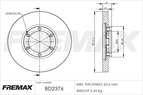 FREMAX BD-2376 - Тормозной диск autosila-amz.com