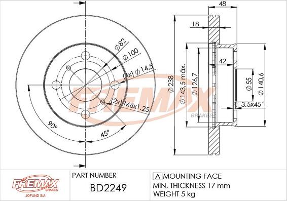 FREMAX BD-2249 - Тормозной диск autosila-amz.com