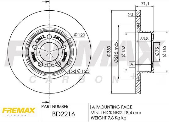 FREMAX BD-2216 - Тормозной диск autosila-amz.com