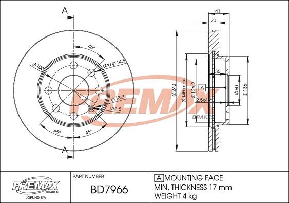 FREMAX BD-7966 - Тормозной диск autosila-amz.com