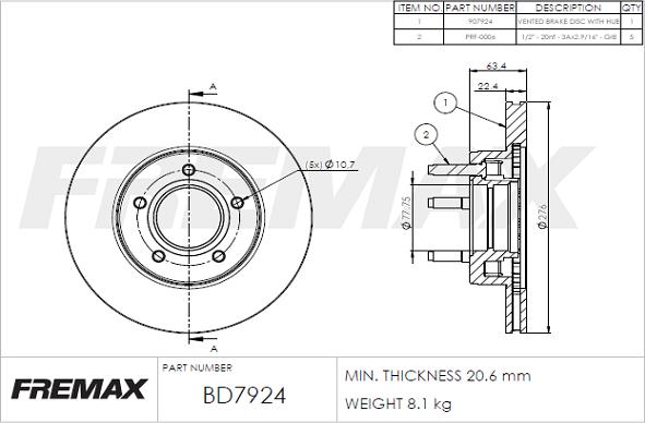 FREMAX BD-7924 - Тормозной диск autosila-amz.com
