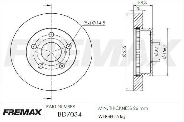 FREMAX BD-7034 - Тормозной диск autosila-amz.com