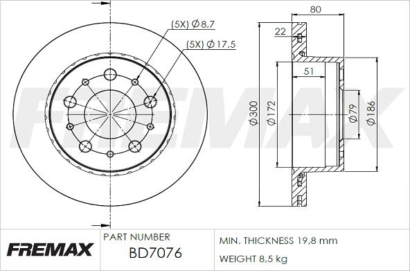 FREMAX BD-7076 - Тормозной диск autosila-amz.com