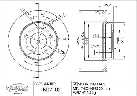 FREMAX BD-7102 - Тормозной диск autosila-amz.com