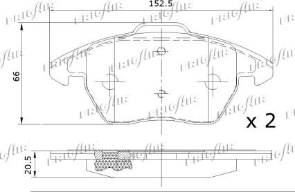 Frigair PD10.504 - Тормозные колодки, дисковые, комплект autosila-amz.com