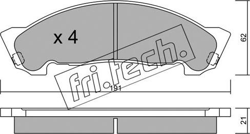 Fri.Tech. 988.0 - Тормозные колодки, дисковые, комплект autosila-amz.com