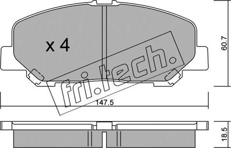 Fri.Tech. 922.0 - Тормозные колодки, дисковые, комплект autosila-amz.com