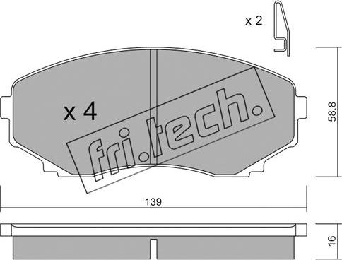 Fri.Tech. 493.0 - Тормозные колодки, дисковые, комплект autosila-amz.com