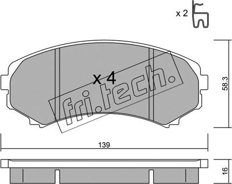 Fri.Tech. 414.0 - Тормозные колодки, дисковые, комплект autosila-amz.com