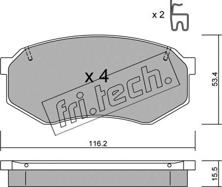 Fri.Tech. 487.0 - Тормозные колодки, дисковые, комплект autosila-amz.com