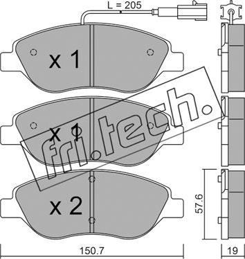 Fri.Tech. 593.0 - Тормозные колодки, дисковые, комплект autosila-amz.com