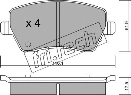 Fri.Tech. 501.0 - Тормозные колодки, дисковые, комплект autosila-amz.com