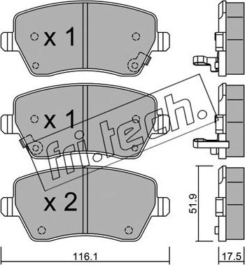 Fri.Tech. 501.2 - Тормозные колодки, дисковые, комплект autosila-amz.com