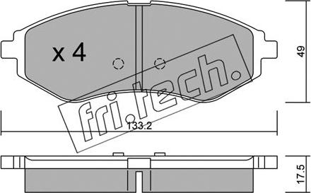 Fri.Tech. 524.0 - Тормозные колодки, дисковые, комплект autosila-amz.com