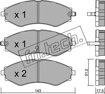 Fri.Tech. 525.0 - Тормозные колодки, дисковые, комплект autosila-amz.com