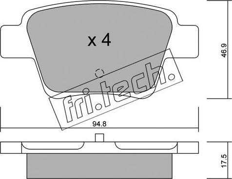 Fri.Tech. 655.0 - Тормозные колодки, дисковые, комплект autosila-amz.com