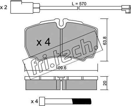 Fri.Tech. 620.2W - Тормозные колодки, дисковые, комплект autosila-amz.com