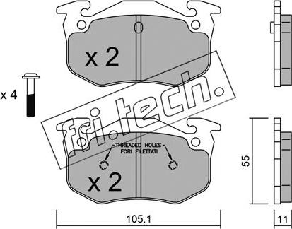 Fri.Tech. 040.1 - Тормозные колодки, дисковые, комплект autosila-amz.com