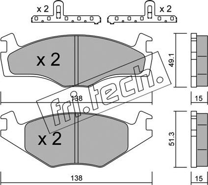 Fri.Tech. 047.0K - Тормозные колодки, дисковые, комплект autosila-amz.com