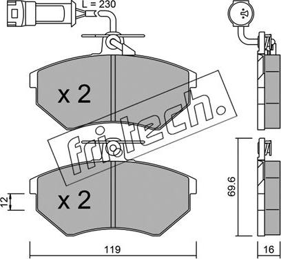 Fri.Tech. 052.4 - Тормозные колодки, дисковые, комплект autosila-amz.com