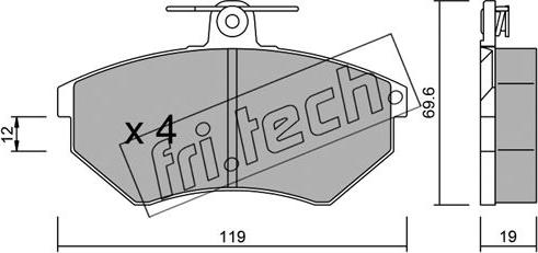 Fri.Tech. 052.2 - Тормозные колодки, дисковые, комплект autosila-amz.com