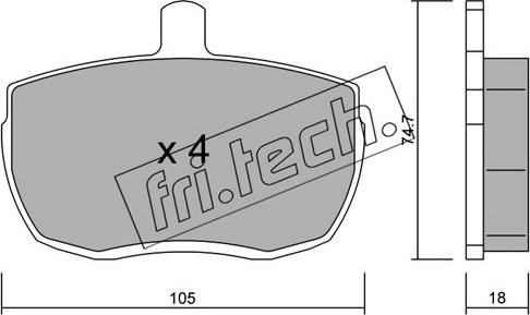 Fri.Tech. 018.0 - Тормозные колодки, дисковые, комплект autosila-amz.com