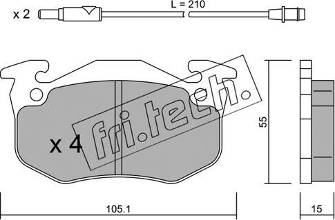 Fri.Tech. 038.2 - Тормозные колодки, дисковые, комплект autosila-amz.com