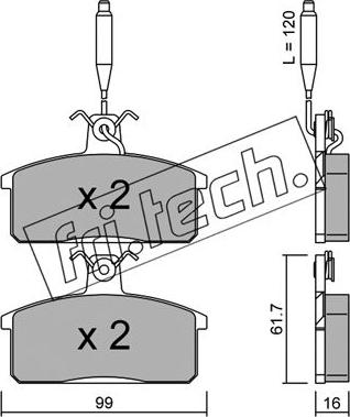 Fri.Tech. 028.3 - Тормозные колодки, дисковые, комплект autosila-amz.com