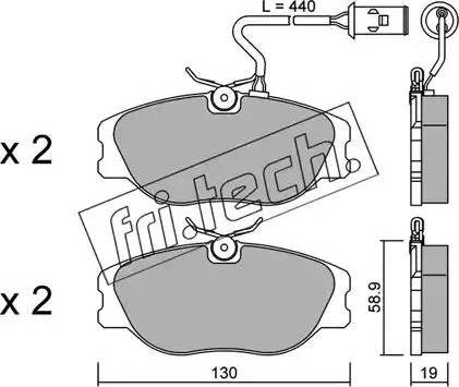 Fri.Tech. 074.0 - Тормозные колодки, дисковые, комплект autosila-amz.com