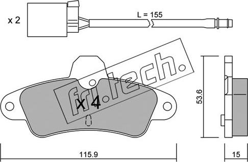 Fri.Tech. 145.0W - Тормозные колодки, дисковые, комплект autosila-amz.com