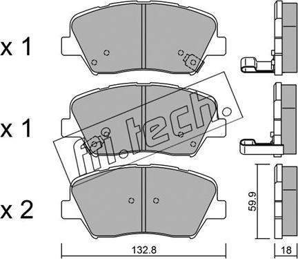 Fri.Tech. 1050.0 - Тормозные колодки, дисковые, комплект autosila-amz.com