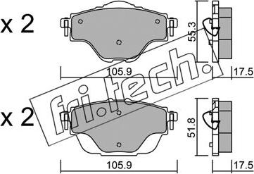 Fri.Tech. 1004.0 - Тормозные колодки, дисковые, комплект autosila-amz.com