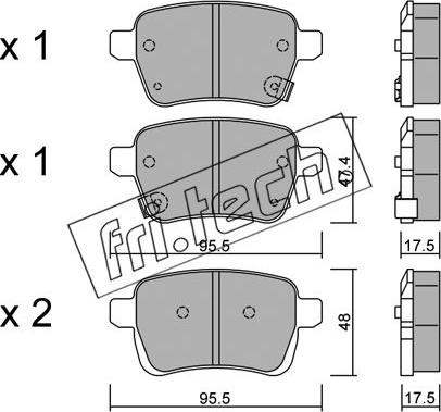 Fri.Tech. 1036.0 - Тормозные колодки, дисковые, комплект autosila-amz.com