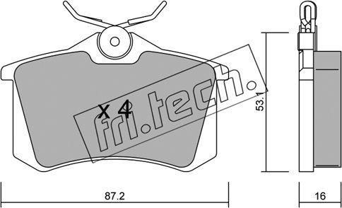 Fri.Tech. 102.2 - Тормозные колодки, дисковые, комплект autosila-amz.com